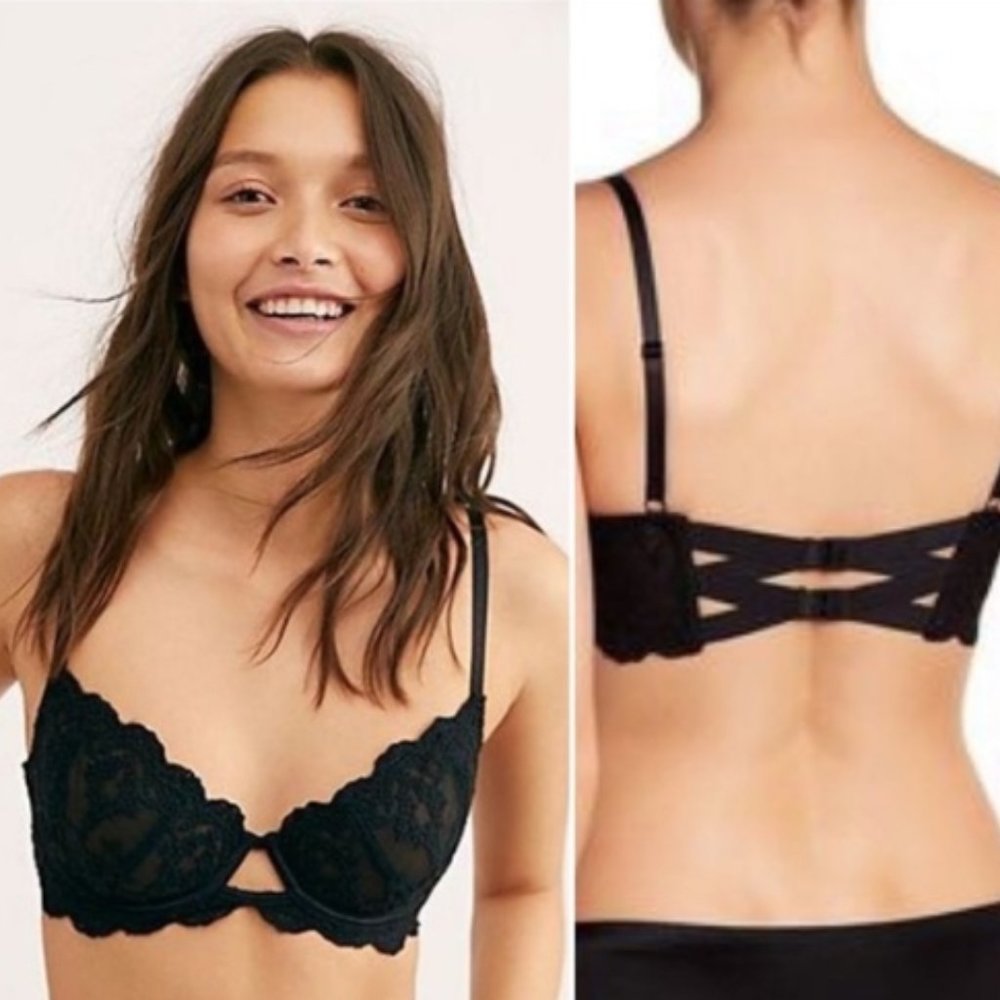 Free People Daydreamer Lace Bra Onyx Combo